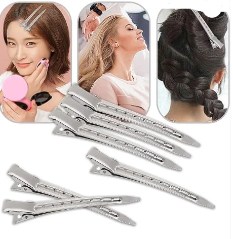 KRYTONE 12pcs Professional Hairdressing Steel Hair Clips(Silver)