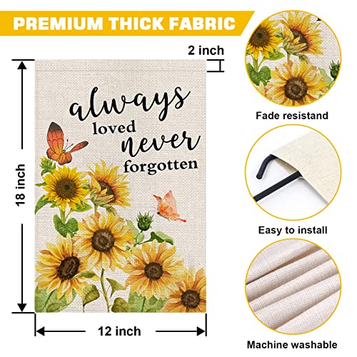 Opulane Summer Garden Flag Always Loved Never Forgotten Memorial Sunflower 12X18 Inch Double Sided Small Vertical Burlap Yard Flags Floral Seasonal Outdoor Decor For Farmhouse Rustic Home Lawn Patio Outside #TOP4