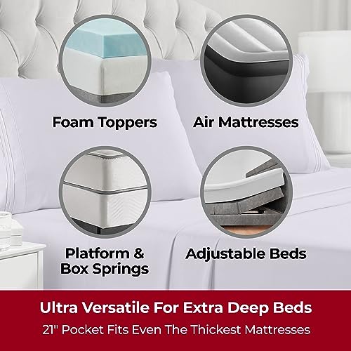 Image of Mellanni Extra Deep King Sheets - 4 PC Iconic Collection Bedding | Hotel Luxury, Ultra Soft, Cooling Bed Sheets - Wrinkle, Fade, Stain Resistant (King, Lavender)
