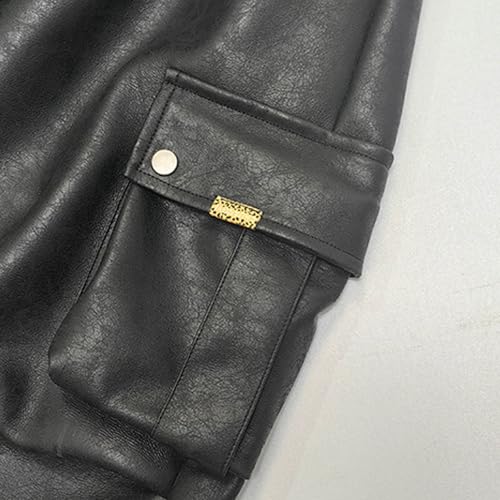 Boys Winter Warm Pants Windproof Winter Padded Faux Leather Pants Joggers Long Pants3