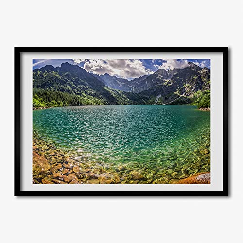 Cadre photo MDF 70x50 cm Tulup avec tableau de lac dans les montagnes pour salon