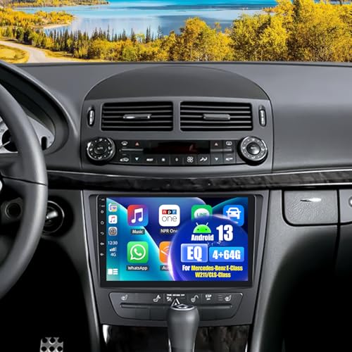 OiLiehu 4G+64G Android 13 Car Stereo for Mercedes-Benz E-Class W211/CLS-Class 2005-2008 with Wireless CarPlay Android Auto, 9" Touchscreen with WiFi Bluetooth Mirror Link EQ FM RDS SWC Backup Camera