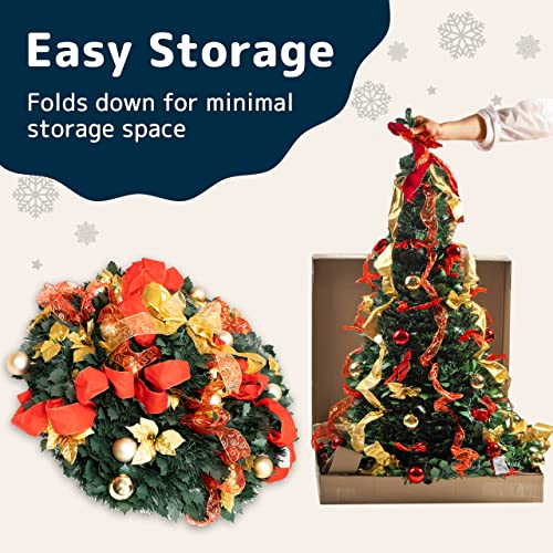 image for Prextex Premium 6 ft Pre-Decorated Christmas Prelit Pop Up Tree - Pop 