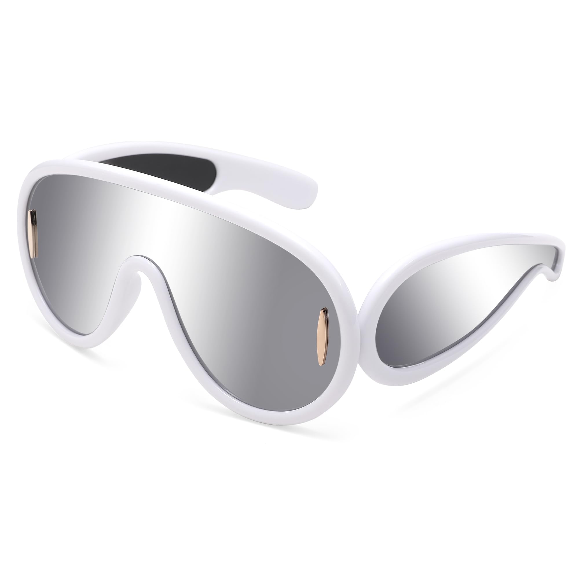 Wave Mask Sunglasses for Women Men Oversized Irregular Sunglasses Trendy Futuristic Shield Sun Glasses UV400