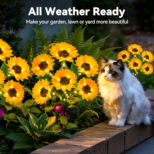Ahaorigin 3 Pack Solar Sunflower Garden Stake Lights - image 5