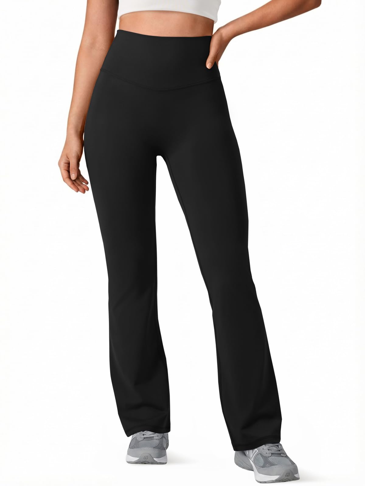 Fisoew Damen Flared Yogahose Hohe Taille Leggings Bootcut Sporthose Fitness Gym Schlaghose