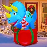 COMIN 5 FT Christmas Inflatables Outdoor Decorations Blow Up Dinosaur Inflatable with Built-in LEDs for Christmas Indoor Outdoor Yard Lawn Garden Decorations
