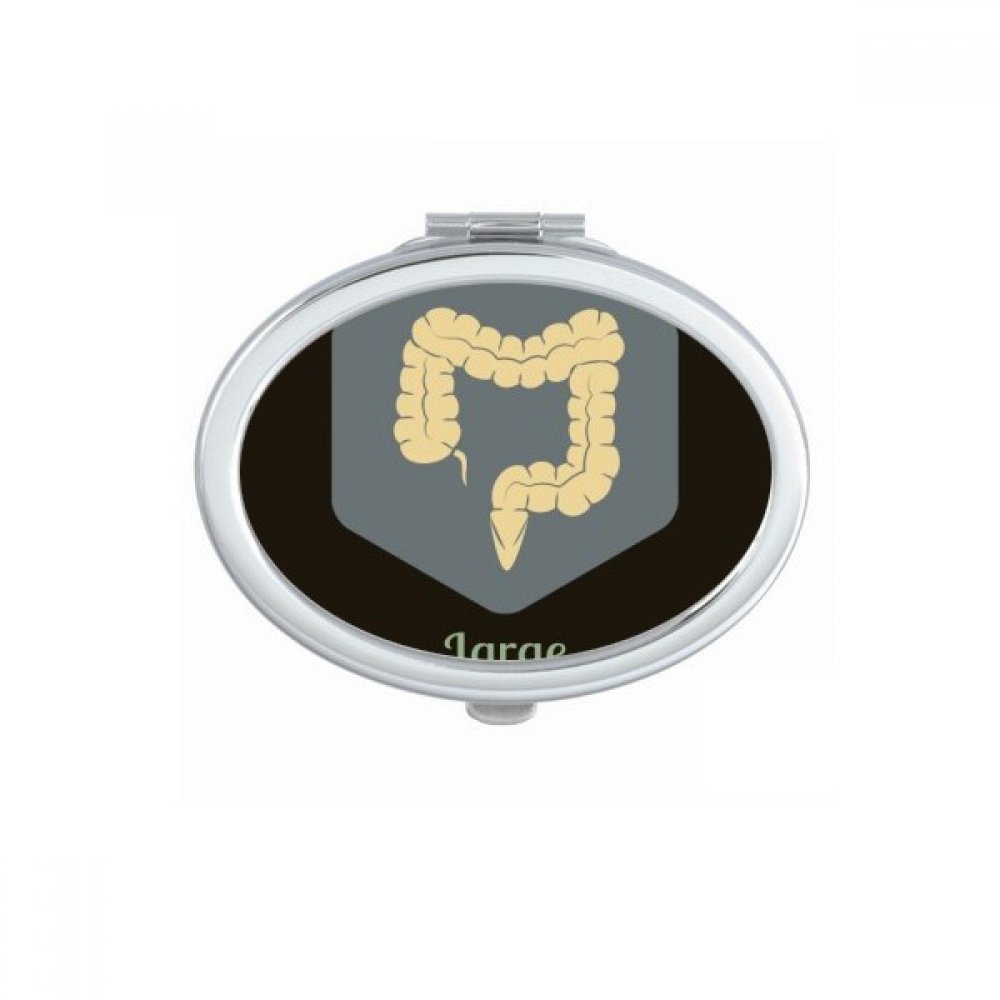 Miroir de poche grand format ovale avec dessin intestin pour maquillage compact