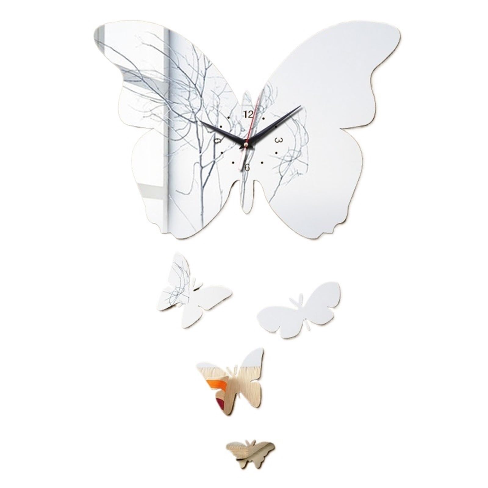 VFDVSWZSA Stylish wall clock, Wall Big Butterfly Mirror Watch Quartz Clock Stickers Modern Design Home Decoration(Silver)