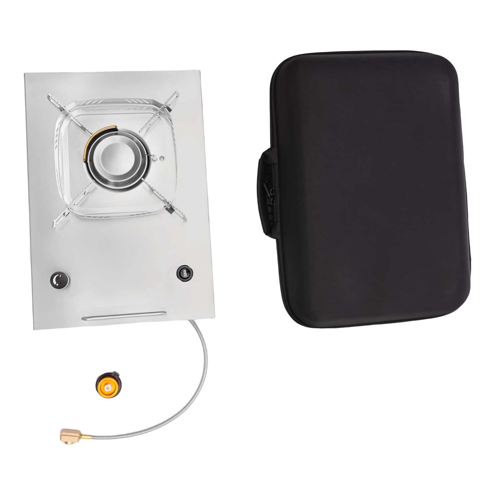 Hornillo de camping de gas plegable de 2600 W, hornillo de gas portátil con encendido piezoeléctrico, resistente al viento, quemador ajustable, incluye bolsa portátil para pícnic al aire libre,