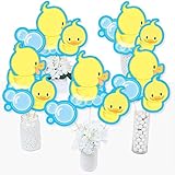 Big Dot of Happiness Ducky Duck - Baby Shower or Birthday Party Centerpiece Sticks - Table Toppers - Set of 15