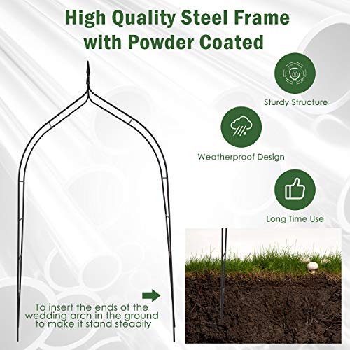 Giantex Metal Garden Arbor Wedding Arch, 8.4 Ft High X 4.6 Ft Wide, Pergola Arbor For Climbing Plant Roses Vines, Indoor Outdoor Garden Patio Bridal Party Decoration Wedding Arch (1) #TOP4