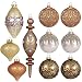 Valery Madelyn 10ct Noble Glass Christmas Ball Ornaments Copper Gold,Themed with Tree Skirt(Not Included)