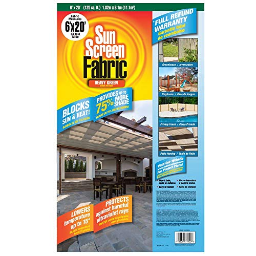 Easy Gardener 74020Ps, Sun Screen Fabric, Reduce Temperature, Provide Shade, 6’ X 20’. Teal Green #TOP1
