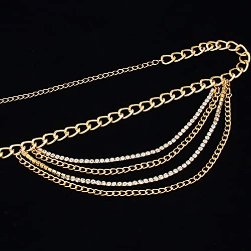 Rhinestones Metal Waist Chain for Women Multilayer Crystal Body Jewelry Belly Belts3