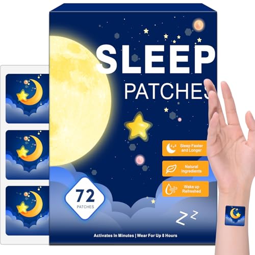72 Pack Sleep Patches for Adults Extra Strength, Easy-to-Apply Sleep Patch with Valerian & Melatonin Patches, Long-Lasting Night for Men and Women
