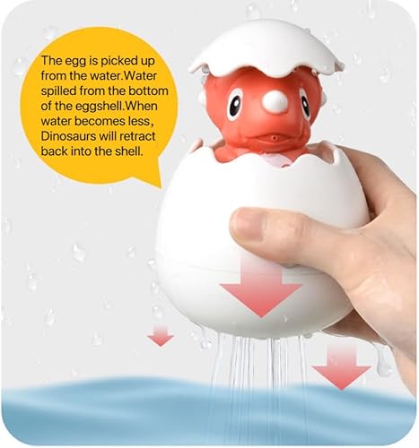 Miniatura 3 de Juguetes de baño para niños, espray de agua de lluvia, huevos de baño, atomizador de agua para niños y niñas, huevos de dinosaurio (verde)