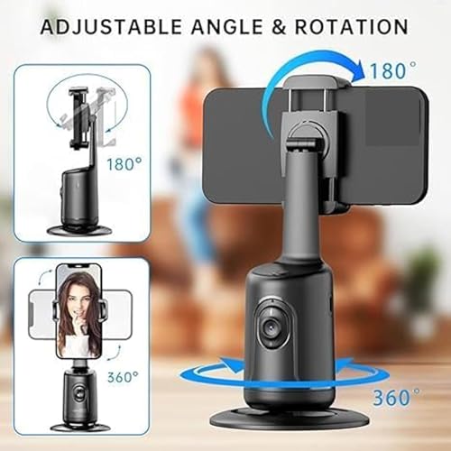 Image of Smart Ai Facial Recognition Phone Tripod, 360 Panoramic Auto Face-Tracking with Gesture Control, Adjustable 2-in-1 Tripod & Selfie Stick for Content Creator (Pink, Smart Gimbal)