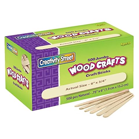 Creativity Street Wood Crafts Jumbo Craft Sticks, 6" x 3/4" x 2mm, Natural, Box Of 500 Cover
