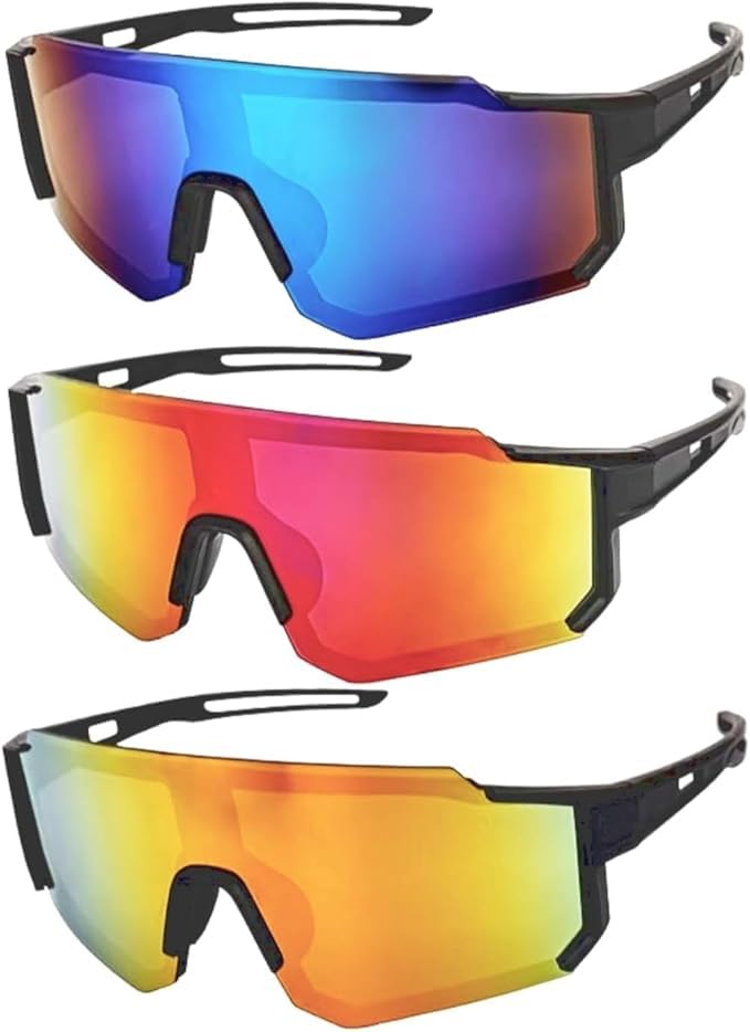 elthmpr 3 gafas de sol deportivas polarizadas para bicicleta, protección UV400, resistente al viento, para ciclismo, rave, montañismo, esquí, exterior