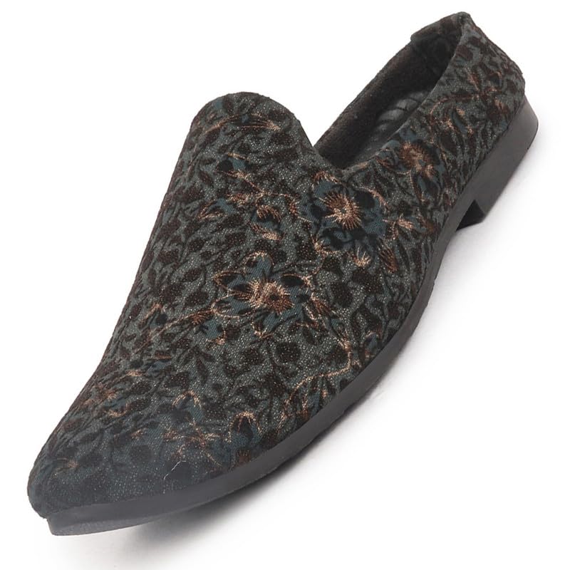 FAUSTO FST FOSMF-2112 BROWN-41 Mens Brown Floral Print Embellish Ethnic Wedding Party Back Open Slip on Shoes (7 UK) (B0CSZ1MX71) Amazon Price History, Amazon Price Tracker