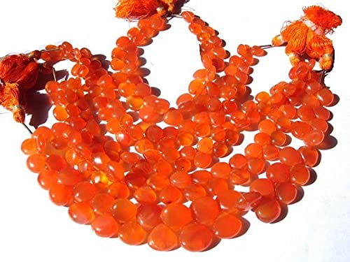 Cornaline orange véritable en cœur lisse de 8 à 11mm pour création haute joaillerie