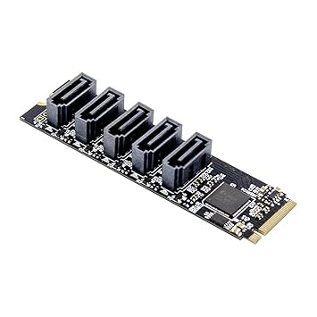 Homgee M.2 to SATA3.0 Expansion Card M.2 to SATA 3.0 Adapter Card Converter Card with 5 SATA3.0 Ports JMB585 Chipset