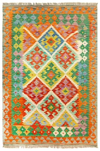 TIDAL RUG Alfombra Kilim 100% Lana 151 x 103 cm, Hecha a Mano, Pieza Única Estilo Herat Boho Multicolor Tejido Plano - Alfombra Entrada y Dormitorio