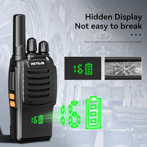 Retevis H777H Walkie Talkies for Adults Two Way Radio with Screen, Rechargeable USB-C 2 Way Radio, Hands Free Walkie Talkies - Image 2