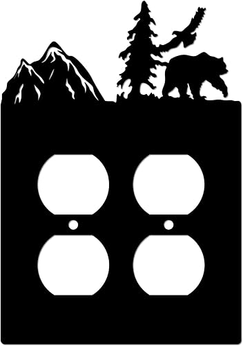 Eagle & Bear - Cubiertas de pared para interruptor de luz, placas decorativas de metal (GFCI)