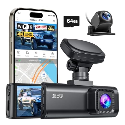 REDTIGER F7N 4K Dual Dash Cam with 64GB Card, Built-in WiFi GPS Front 4K/2.5K and Rear 1080P Dual Dash Camera for Cars,3.18 inch Display,170 Deg Wide Angle Dashboard Camera Recorder,Support 256GB Max