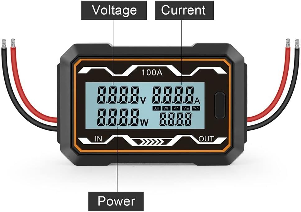 RC 200A Watt Meter Power Analyzer High Precision 200A Power Analyzer Battery Tester LCD Electric Analyzer Voltmeter Ammeter(200A)
