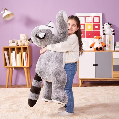 Image of IKASA Giant Raccoon Plush Animal Toys, 78 cm Large Raccoon Cute Fluffy Plush Big Soft Animals, Gifts for Children