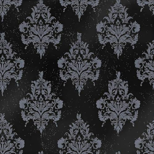 SuxiGlo Vintage Damask Peel and Stick Wallpaper, (Black and Gray) Dark Elegant Ornate Pattern Wallpaper Gothic Floral for Home Decor | 17.7" x 118", Self-Adhesive, Waterproof Vinyl