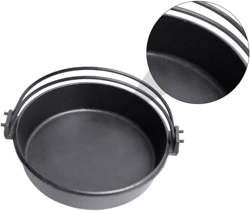 Camping Kettle Pot Cast Iron Saucepan Double Handles No Lid Design Sturdy for Long-Term Use Great for Outdoor Activities
