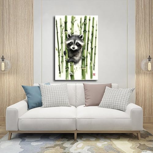 Toile raton laveur en bambou impression grand format HD