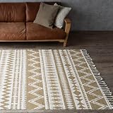 サヤンサヤン ネイティブ柄 幾何学 たためる ラグ 140x200 cm 1.5畳 ベージュ 手織り