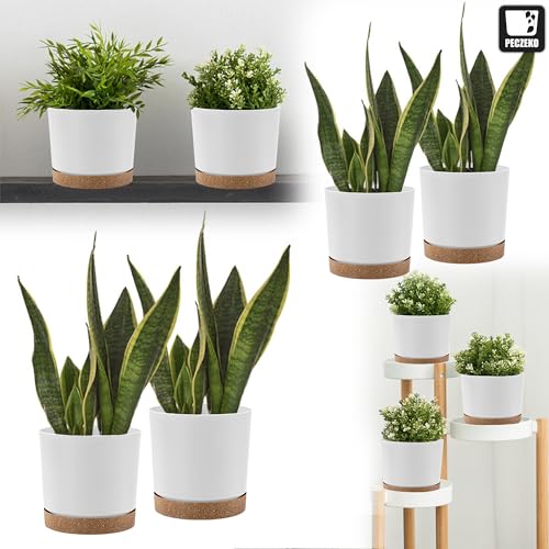 Pot de fleurs blanc ø 24 cm en plastique mat pour plantes lot de 2