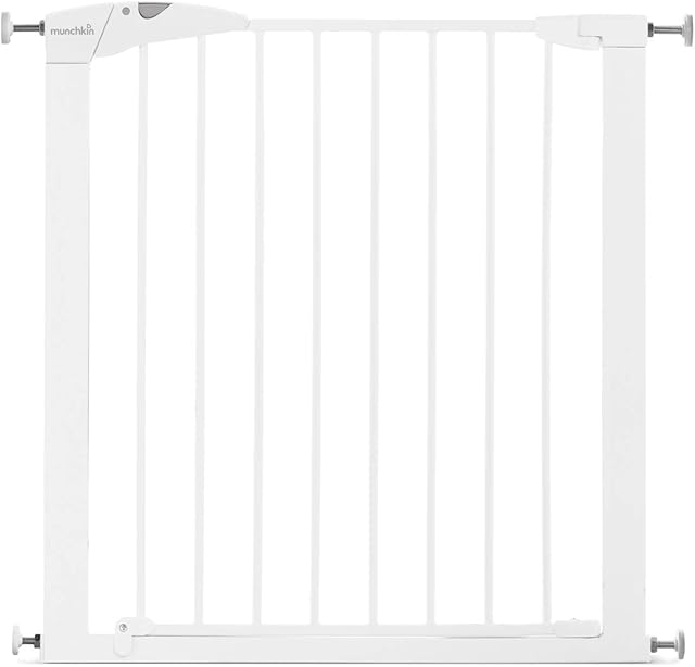 Munchkin Maxi-Secure Pressure Fit Safety Gate, Baby Gate for Doors/Stairs, Child Stair Gate for Widths 76 - 82 cm, Stair Gate Pressure Fit - No Drilling, One-Handed Opening and Opens Both Sides, White