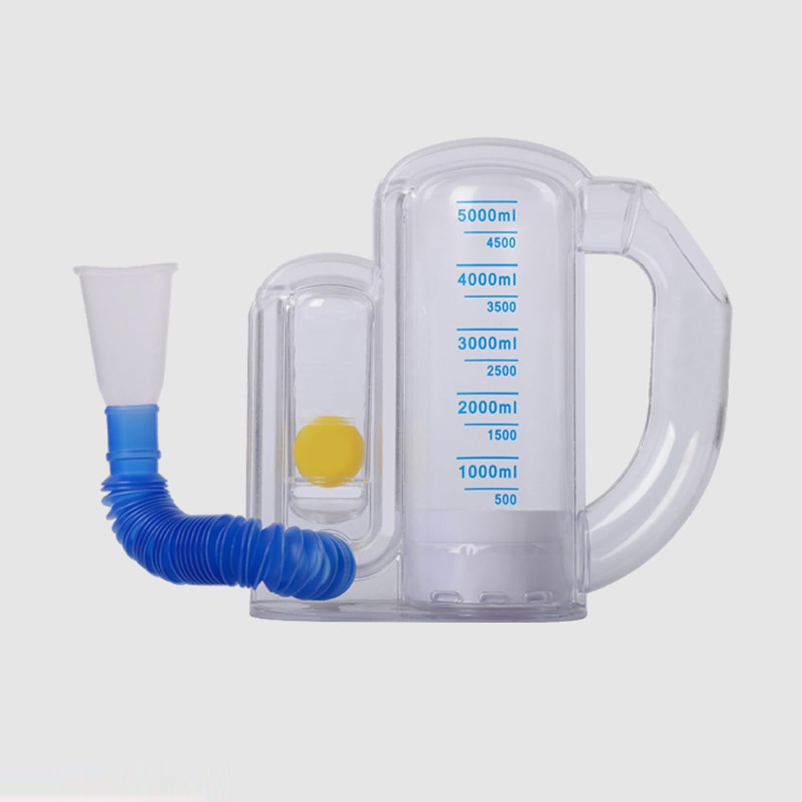Appareil d'exercice pulmonaire pour personnes âgées - Spiromètre incitatif - Mesure du volume de 5000 ml avec indicateur de débit - Respiration profonde - Pour étudiants et enfants - Blanc
