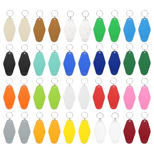 QUARKZMAN 40Pcs Porte-Clés d'Hôtel Vierges, Vintage Plastique Rhombus Porte-Clés Motel Étiquettes de Clés Porte-Clés pour Étiquettes de Bagages DIY, Couleur Mixte