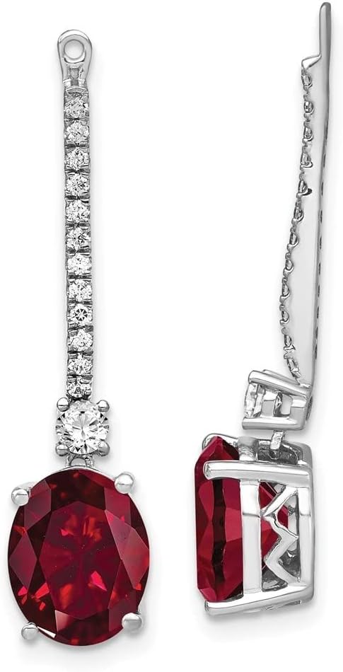 Diamond2Deal 14K White Gold Lab Grown Diamond and Created Emerald Earring Jackets