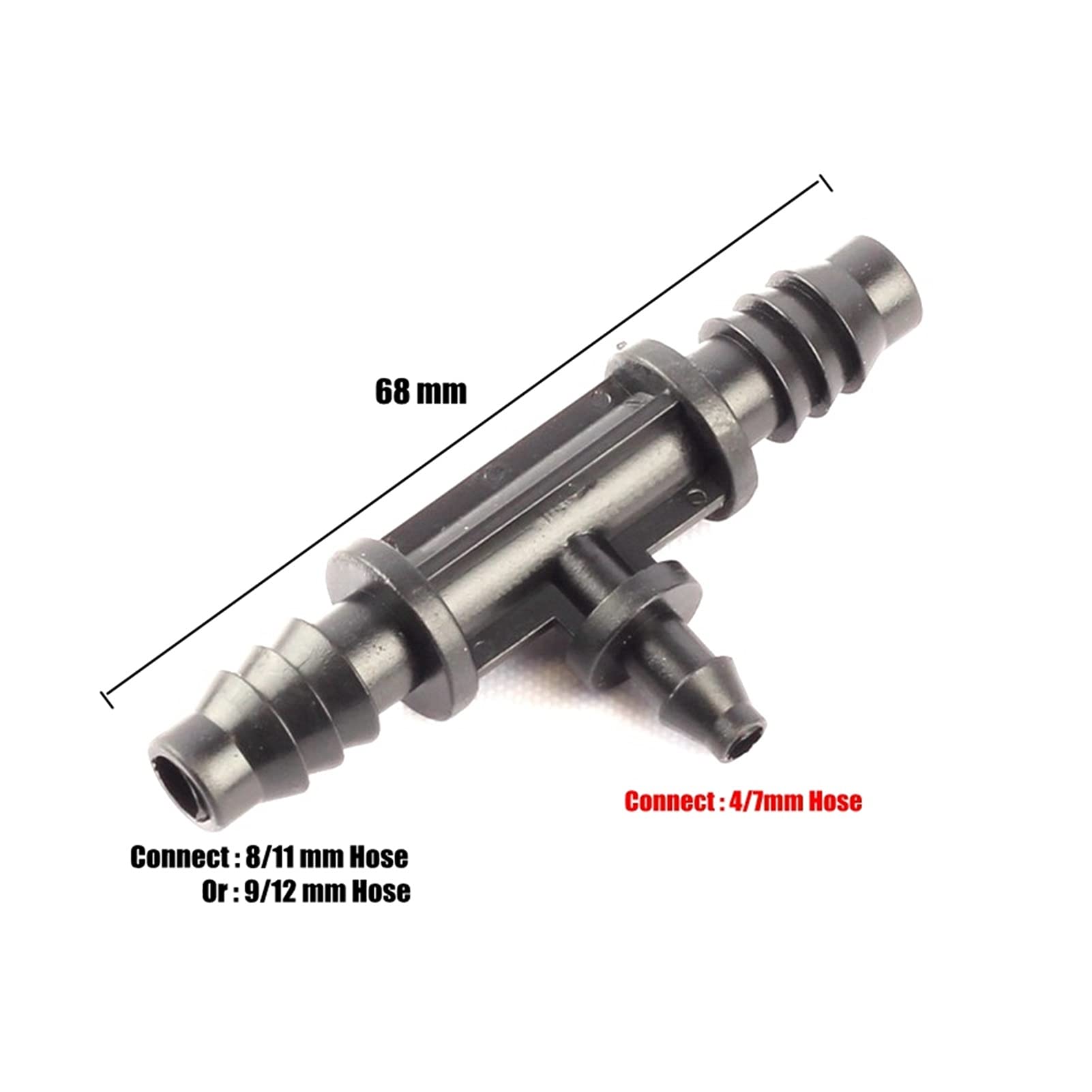 Cector de la Manguera 50 stücke 8~9 bis 4mm Garten Wasserrohr Stachelverbinder landwirtschaftliche Tropf Bewässerungsrohr reduzieren T-Shirt-Stecker Gartenarbeit Wasserzubehör