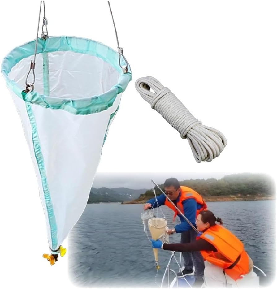 23.6" Fine Mesh Plankton Net (200 Mesh) for Aquatic Research, Collect Phytoplankton & Protozoa, 64/112 μm Tow Net for Marine Biology Studies