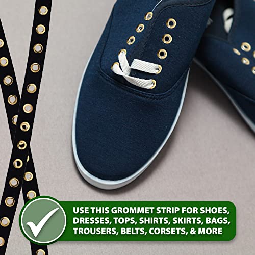 Mandala Crafts Silver Metal Eyelet Trim With Grommets - Black Eyelet Grommet Tape For Sewing - 1 Inch 3 Yds 8Mm Eyelet Tape Strip Cotton Twill Tape By The Yard #TOP4