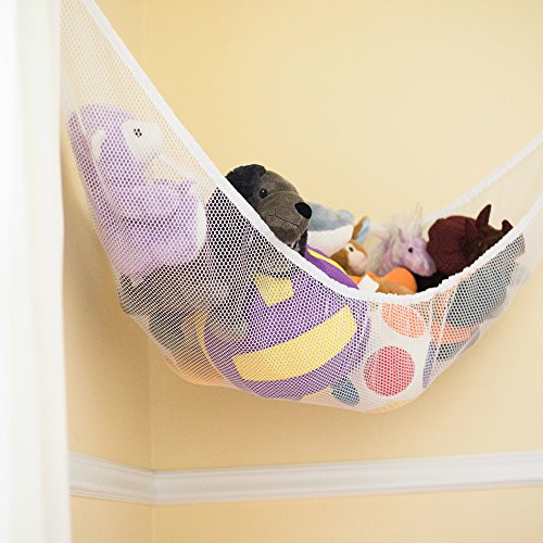 Stuffed Animal Hammock Toy Storage: Hanging Net Corner Wall Organizer For Storing Plush Toys, Pool Toys, Sports Gear, Baby Toys, Bedding And Bath Towels - Jumbo 6’ Mesh Child Safe Corner Storage Net #TOP3