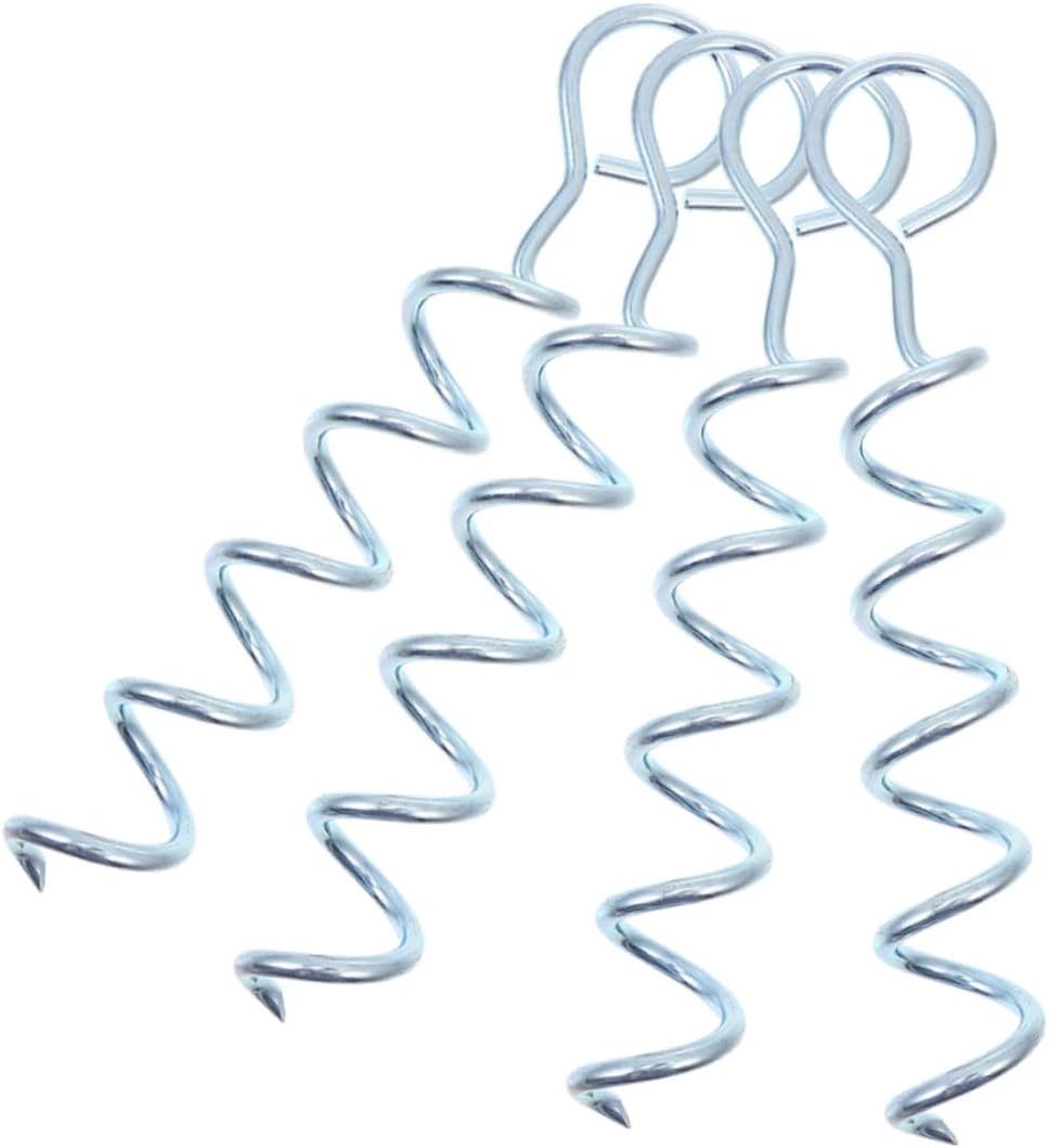 Kichvoe 4pcs Spiral Tent Stakes Iron Heavy Duty Camping Canopy Ground Anchors Round Head for Outdoor Lawn Yard Tent Securing and Dog Tie-Out Use