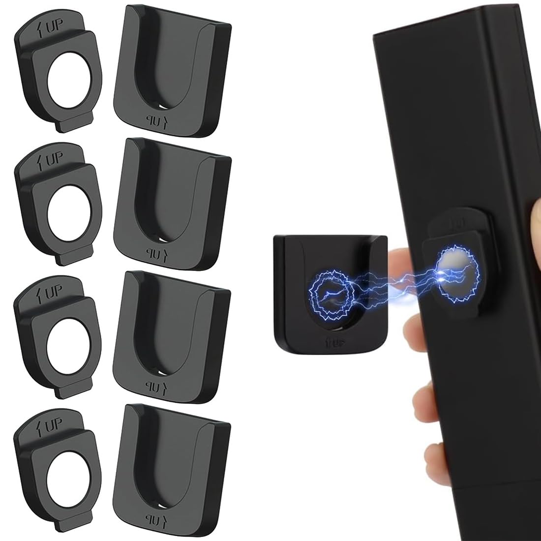 VBKITW Paquete de 4 Soporte de Pared magnético para Control Remoto, diseño Innovador de Ranura para organizar sin Esfuerzo artículos del hogar, la Oficina y la Escuela,Blanco