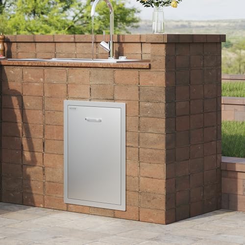 Image of VEVOR Outdoor Kitchen Drawers 17.7 inchW x 25 inchH x 22.8 inchD Stainless Steel | Cabinets Trash Drawer /Door /Combo, for BBQ Island, Patio Grill Station, Access Door Drawers, Handle, Smooth Sliding Rail