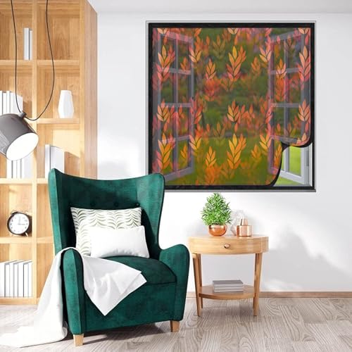 Image of LifeKrafts Customizable Pre-Stitched Polyester Window Mosquito Net with Self-Adhesive Hook Tape| Fits All Window Types | DIY Installation |Size 50x90cm /20x36Inches /1.64x2.95 Feet|Leaf Pattern -Black